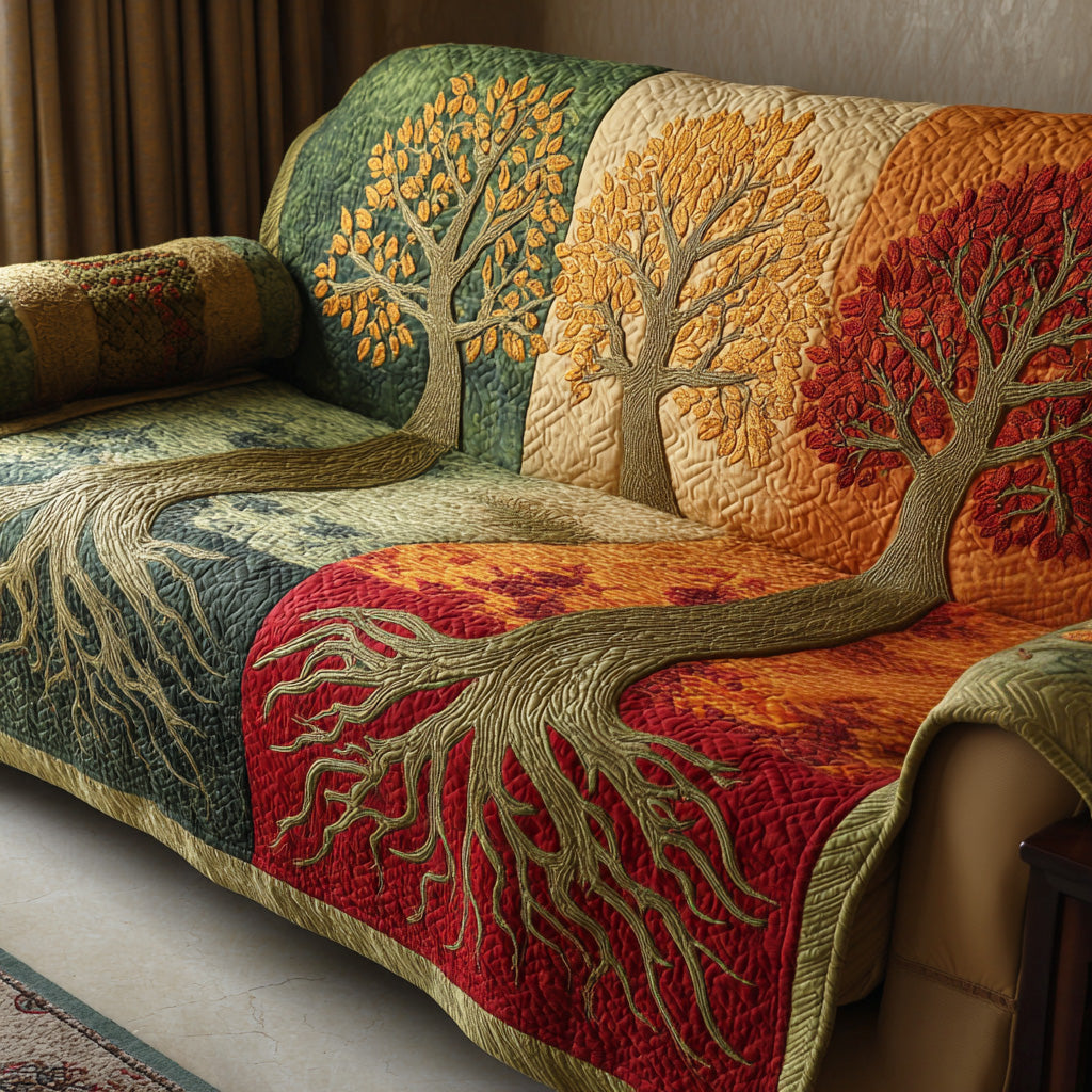 Tree Of Life Quilted Sofa Cover NCU0VT370