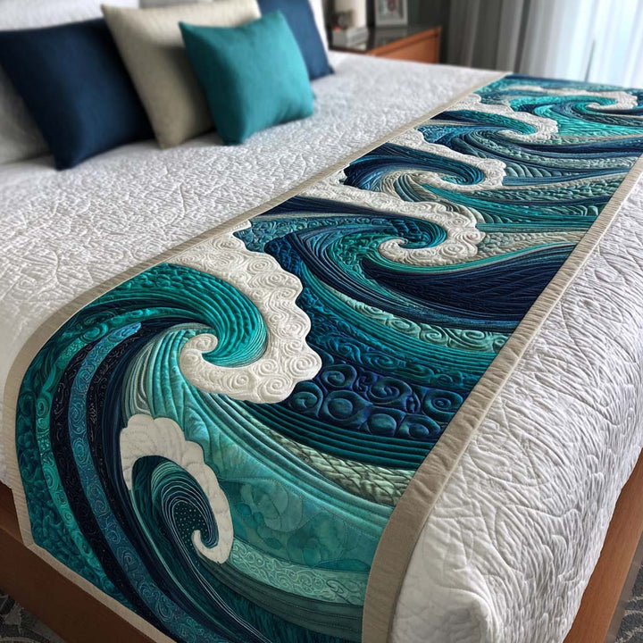 Ocean Waves Quilted Bed Runner NCU0NT9951