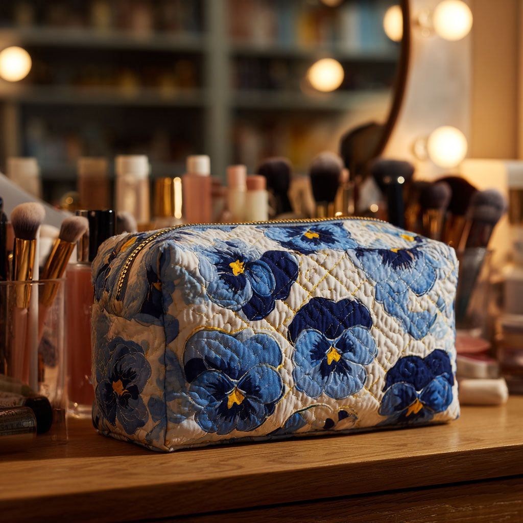 Pansies Breeze Quilted Makeup Bag NCU0PT9196