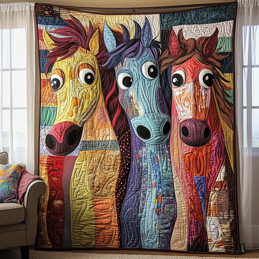 Patchwork Horse Quilted Blanket NCU0DV5339