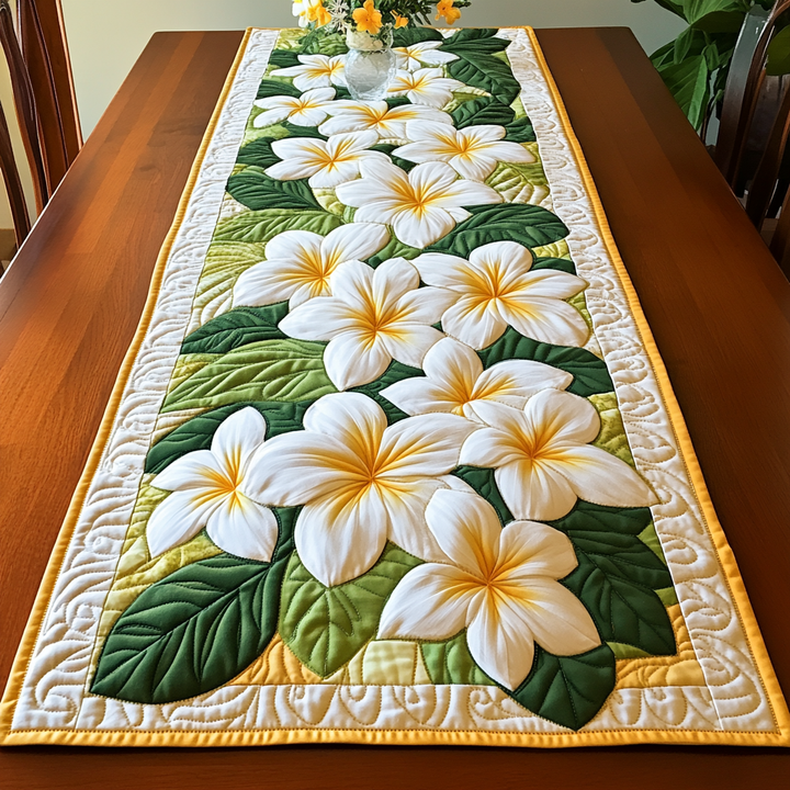 Plumeria Bloom Quilted Table Runner NCU0VL1901