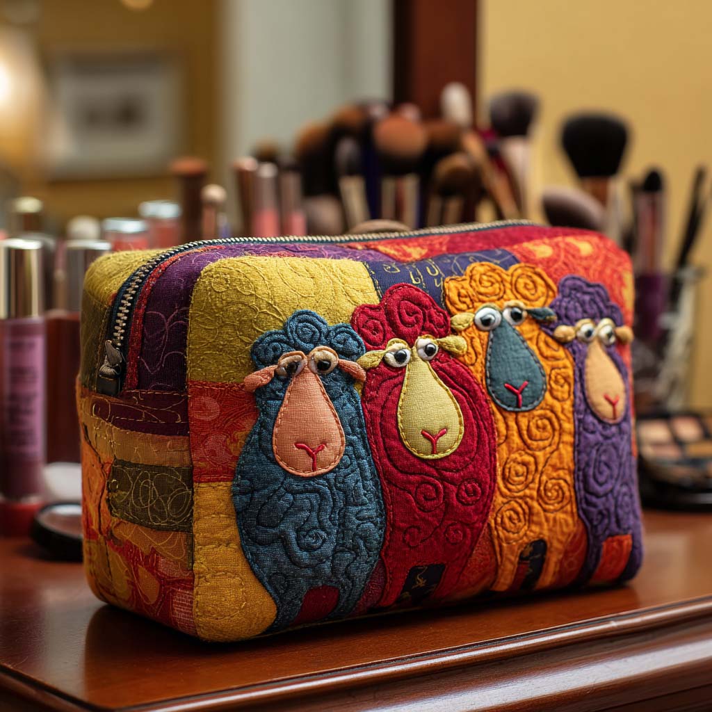 Rainbow Sheep Quilted Makeup Bag NCU0NT10390