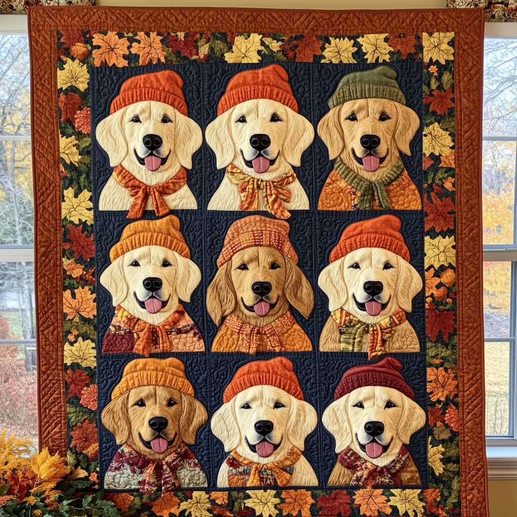Retriever Autumn Vibes Quilted Blanket NCU0PT359