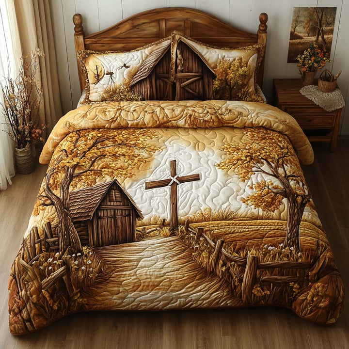 Rustic Grace 3-Piece Quilted Bedding Set NCU0NT7824