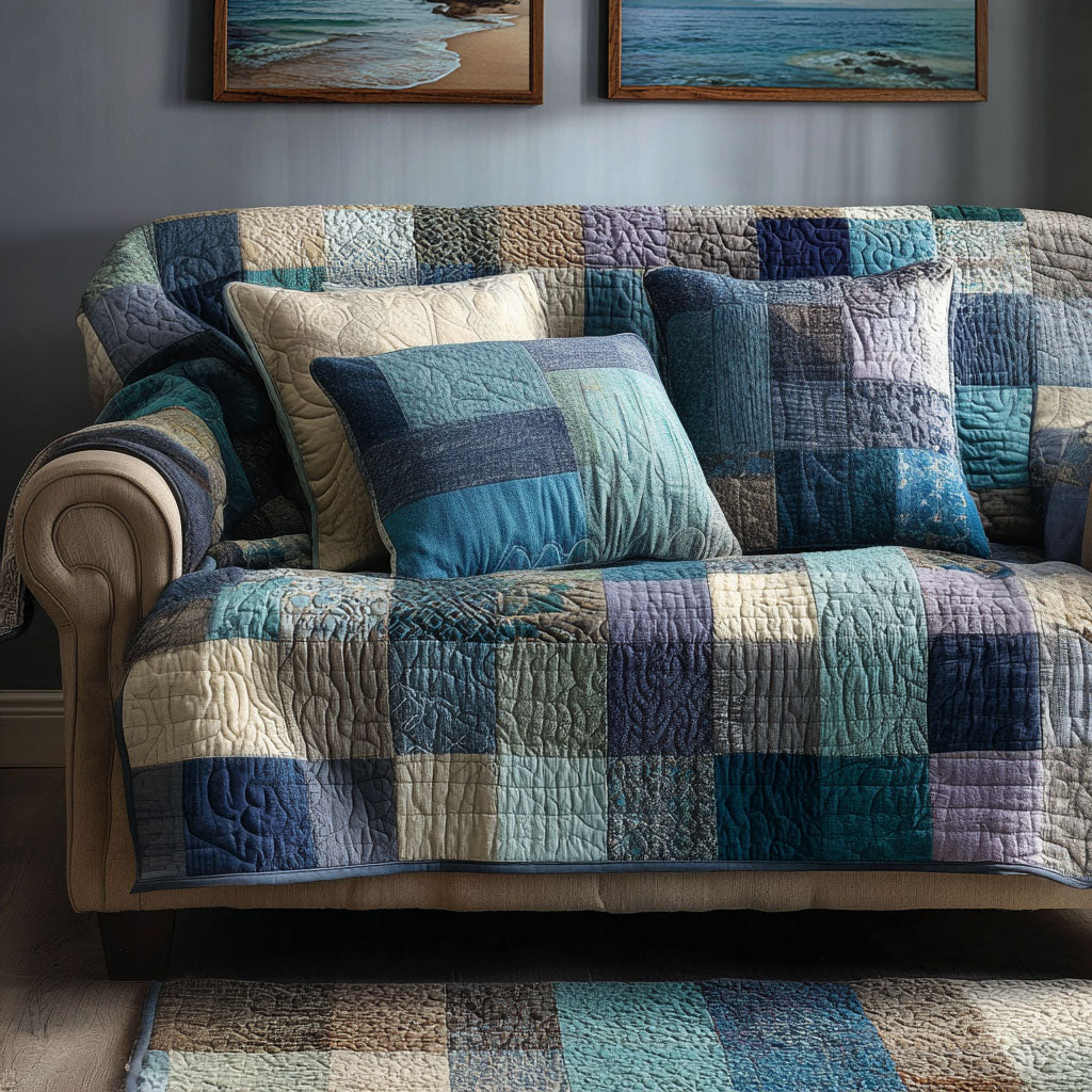 Seaside Mosaic Quilted Sofa Cover NCU0NT12102