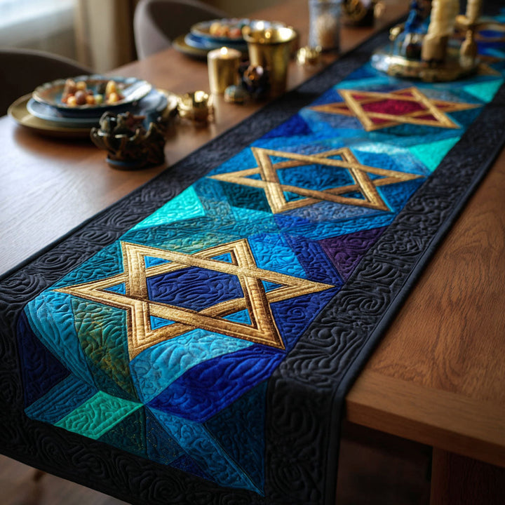 Star Of David Quilted Table Runner NCU0VT367