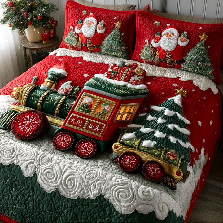 Sleigh-on-Rails 3-Piece Quilted Bedding Set NCU0PT9129