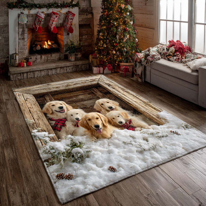 Christmas Golden Retriever Area Rug NCU0VT319