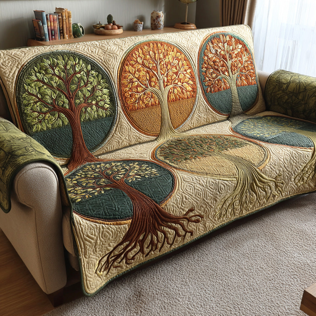 Tree Of Life Quilted Sofa Cover NCU0VT370