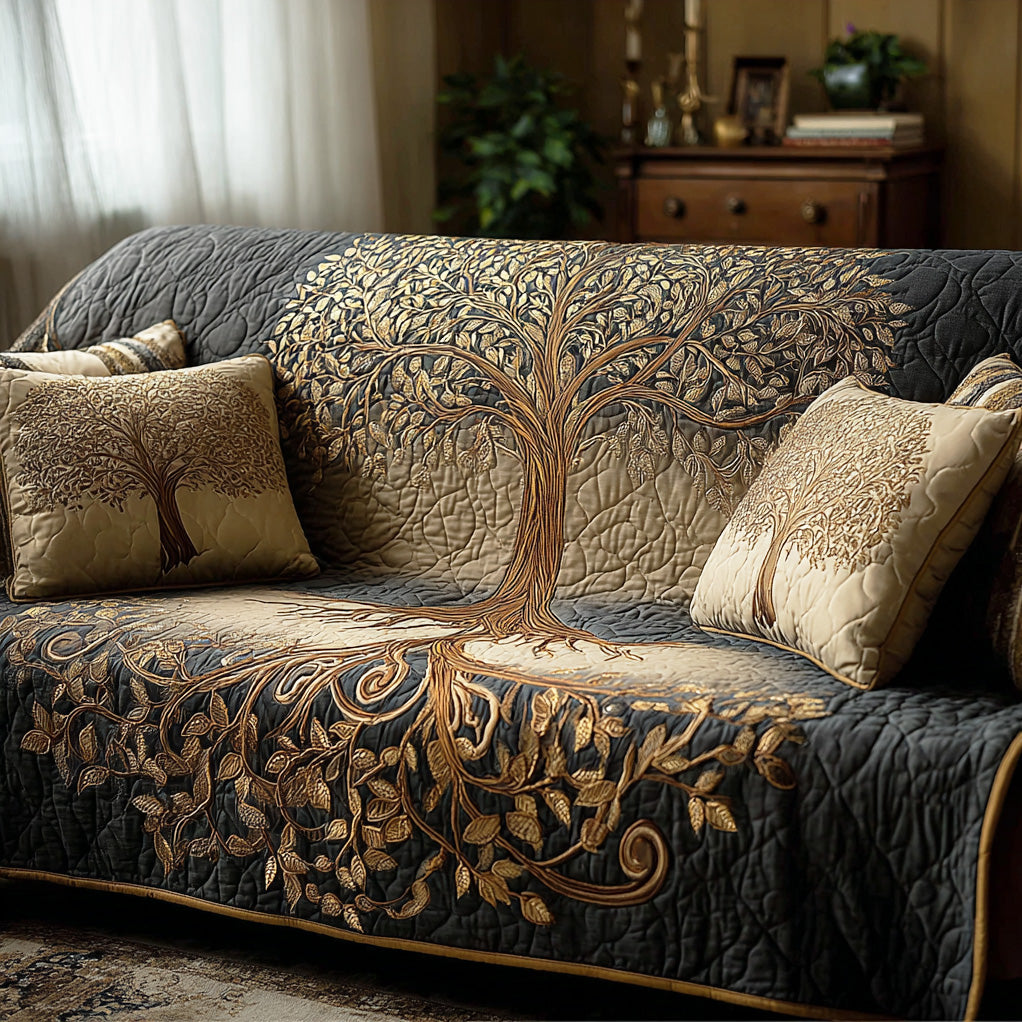 Tree Of Life Quilted Sofa Cover NCU0VT370