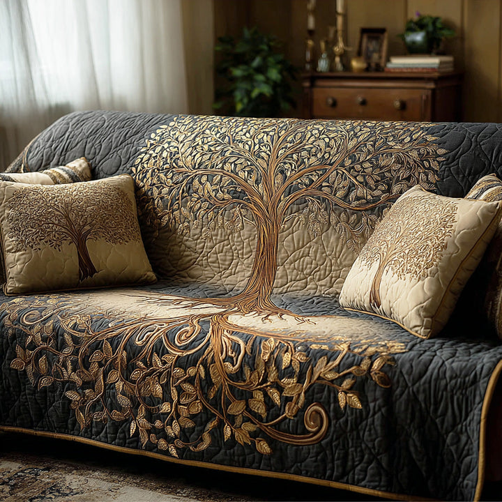 Tree Of Life Quilted Sofa Cover NCU0VT370