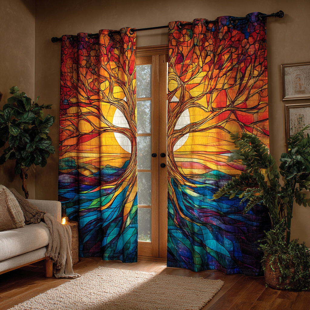 Stained Tree of Life Quilted Curtains NCU0HH1064