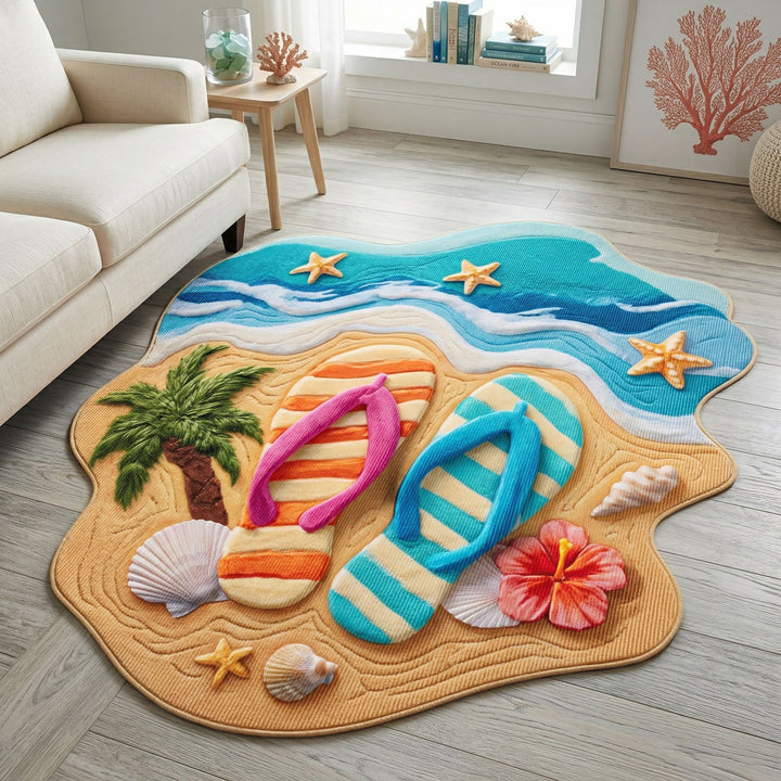 Summer Flip Flop Custom Shape Area Rug NCU0NT12628
