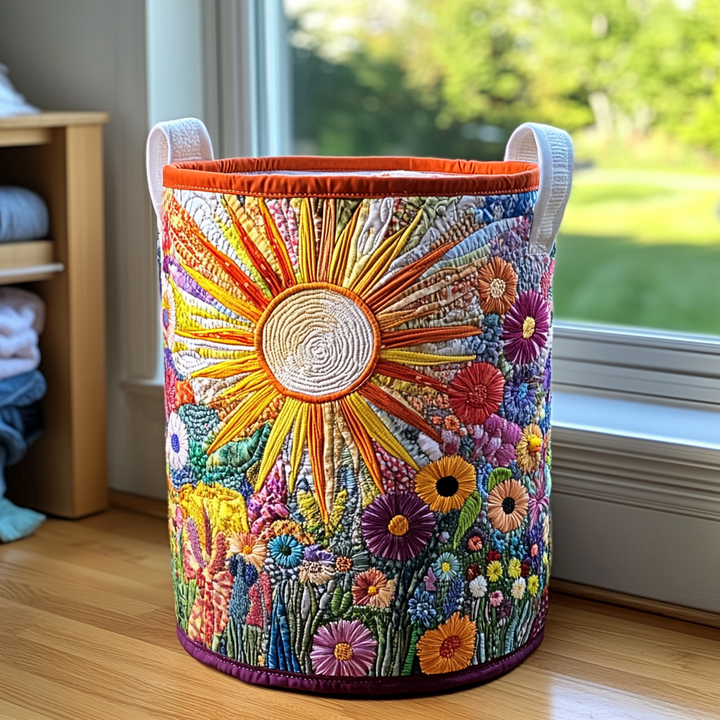 Sunflower Bloom Quilted Laundry Basket NCU0PVL361