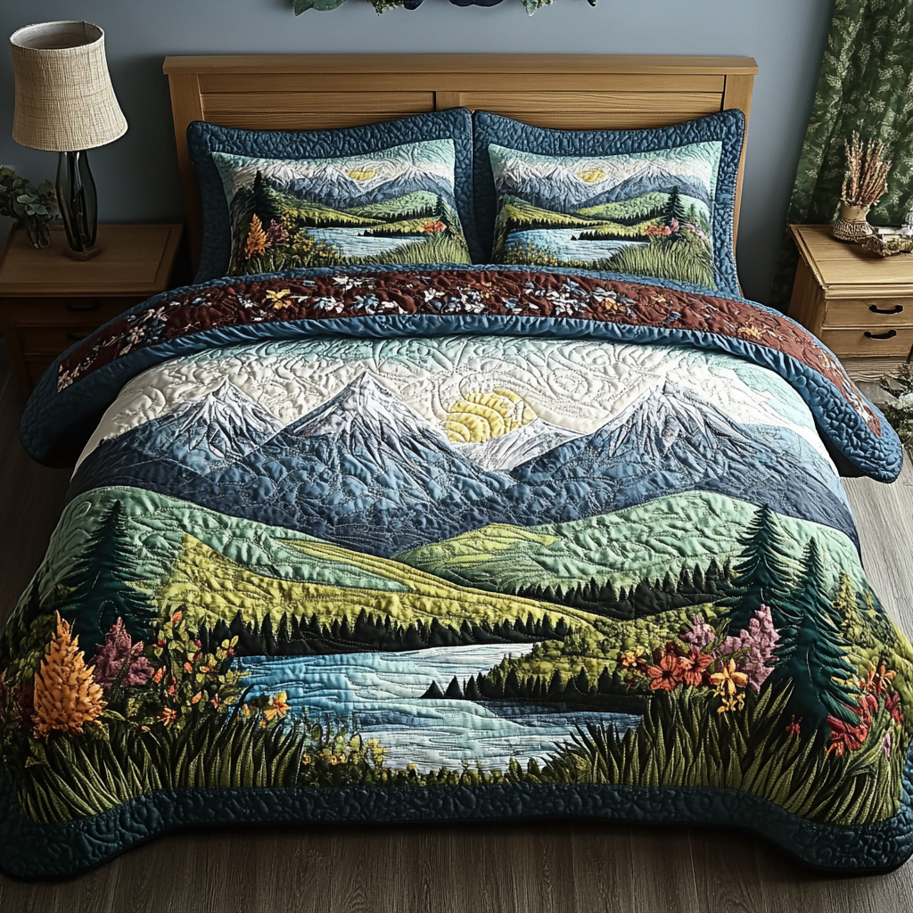 Sunrise Trail 3-Piece Quilted Bedding Set NCU0VL2304