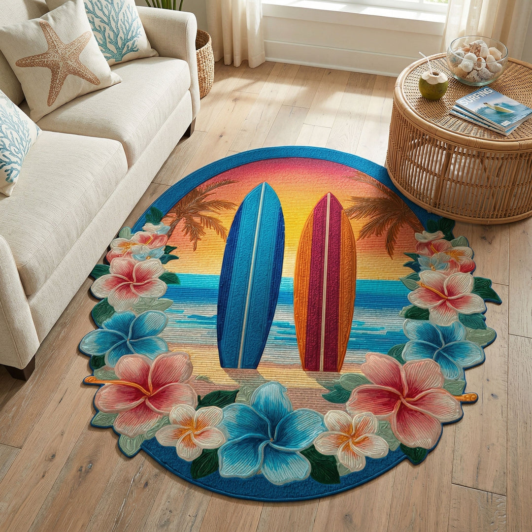 Surfboard Sunset Custom Shape Area Rug NCU0NT12631