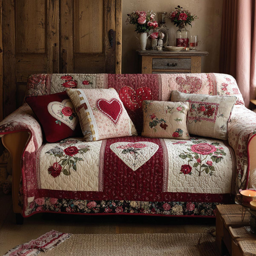 Heart Quilted Sofa Cover NCU0VT371