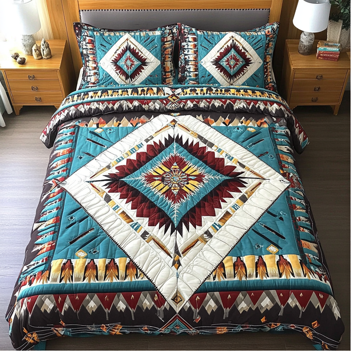 Native Pattern 3-Piece Quilted Bedding Set NCU0VT81