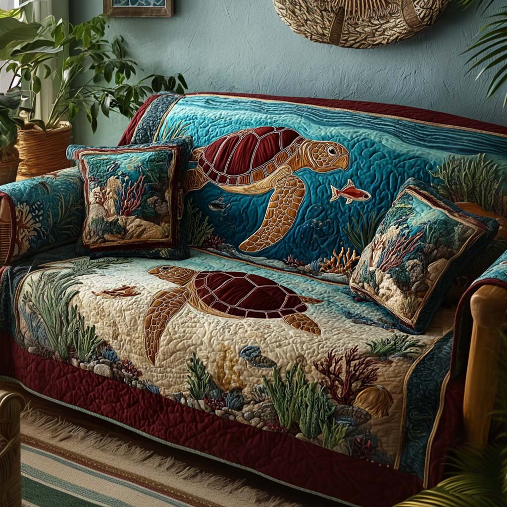 Turtle Harmony Quilted Sofa Cover NCU0NT11698