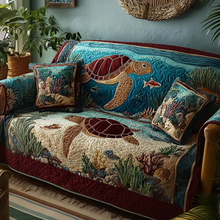 Turtle Harmony Quilted Sofa Cover NCU0NT11698