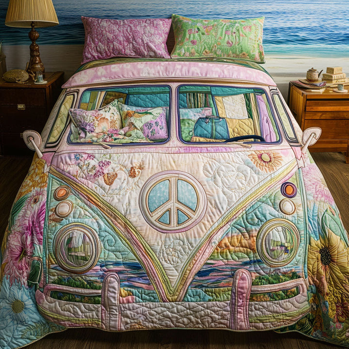 Hippie Van 3-Piece Quilted Bedding Set NCU0VT113