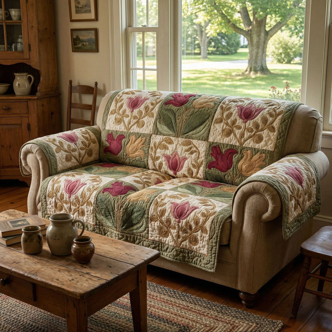 Vintage Blossom Haven Quilted Sofa Cover NCU0PT11439