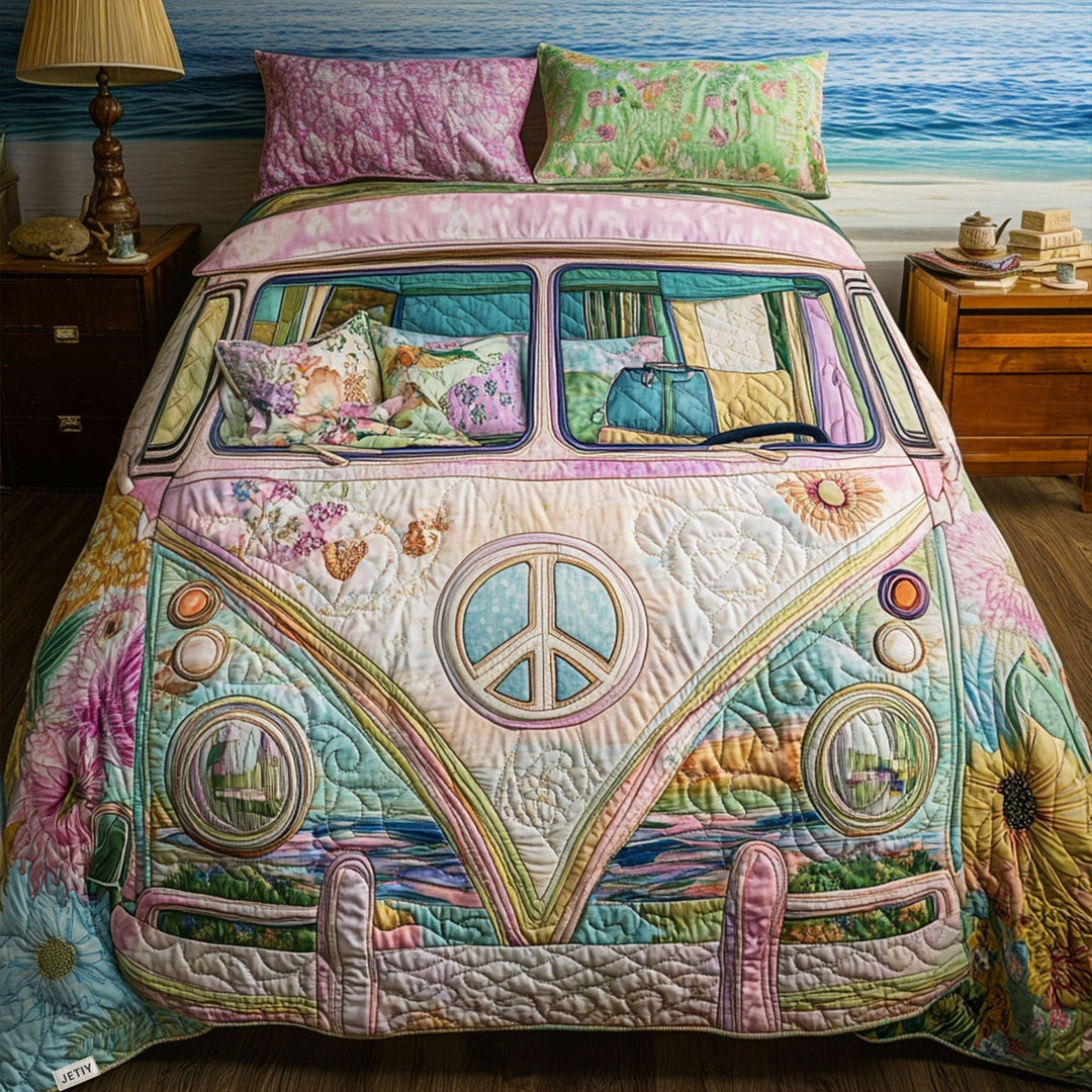 Vintage Van Escape 3-Piece Quilted Bedding Set NCU0PT4030