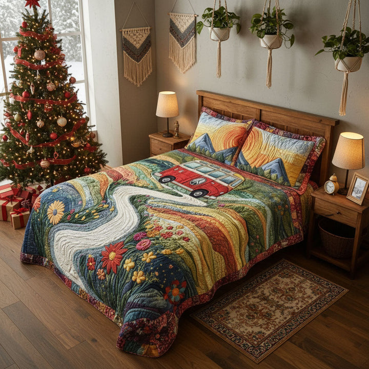 Vintage Wanderlust 3-Piece Quilted Bedding Set NCU0PT3731