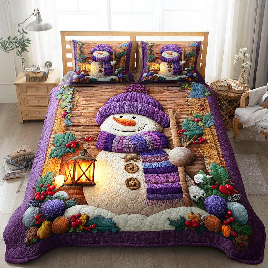 Snowmen Wonderland 3-Piece Quilted Bedding Set NCU0VT308