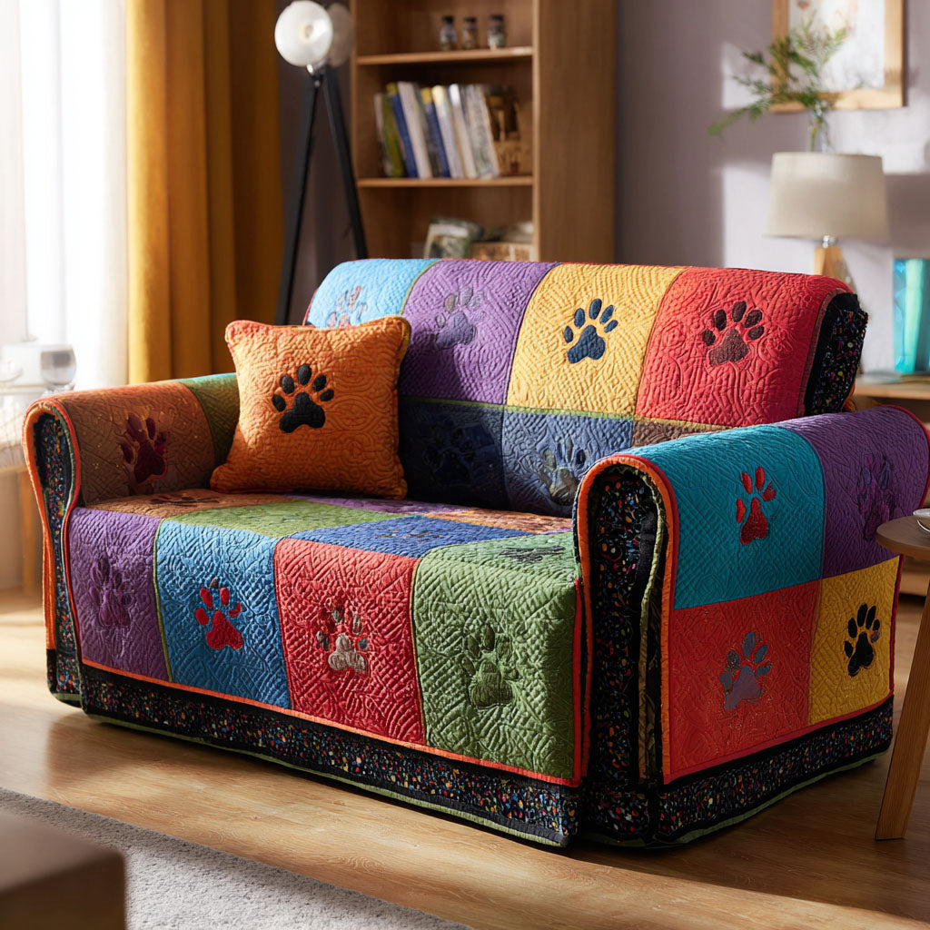 Winter Paw Comforter Quilted Sofa Cover NCU0TV873