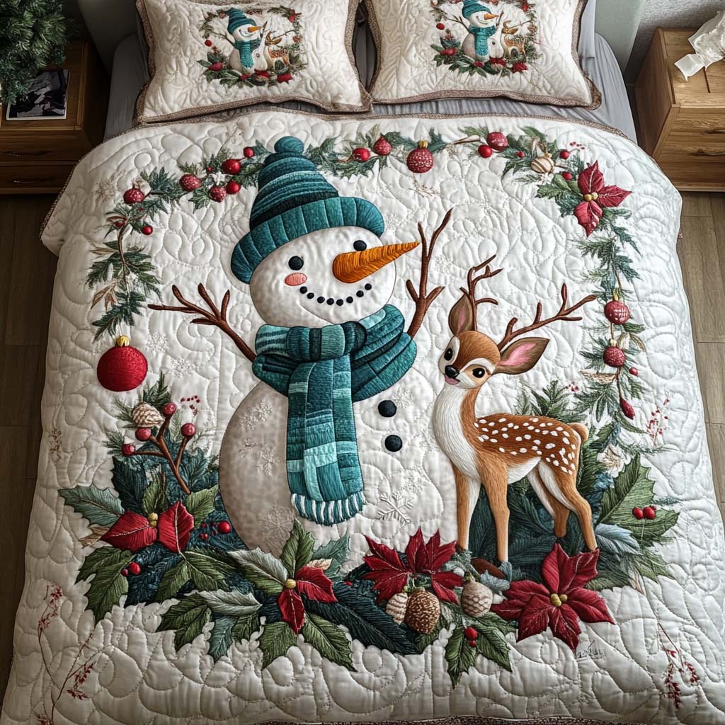 Woodland Frost 3-Piece Quilted Bedding Set NCU0NT2125