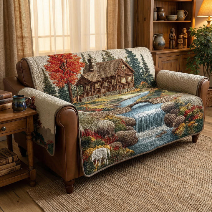 Woodland Rustic Shade Quilted Sofa Cover NCU0TD1802